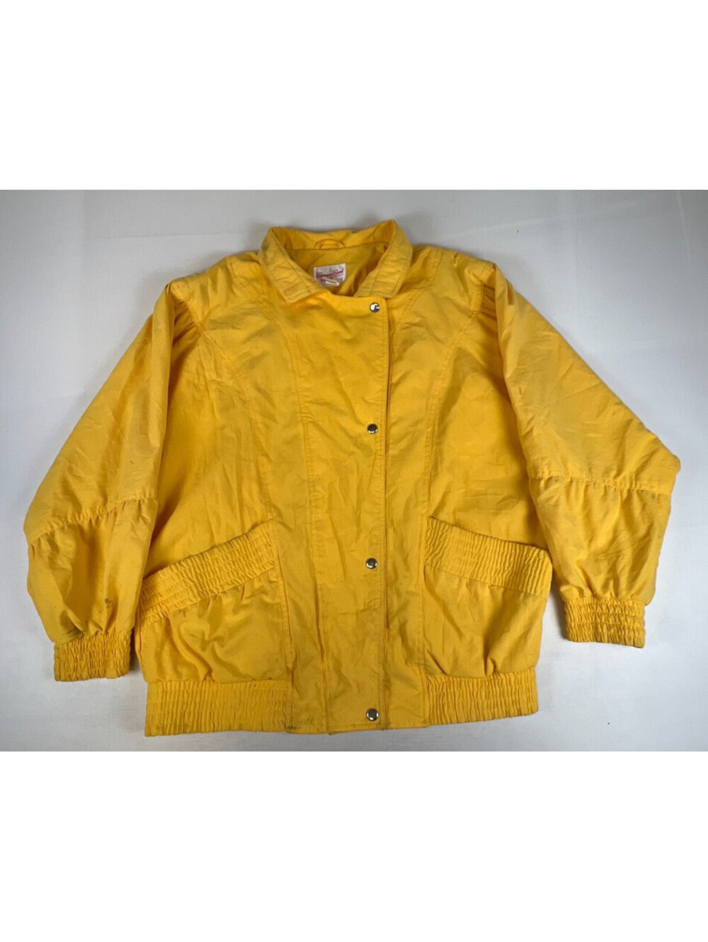 Vintage Carriage Court Sport Women Yellow Bomber Jacket Retro Full Zip Coat XXL